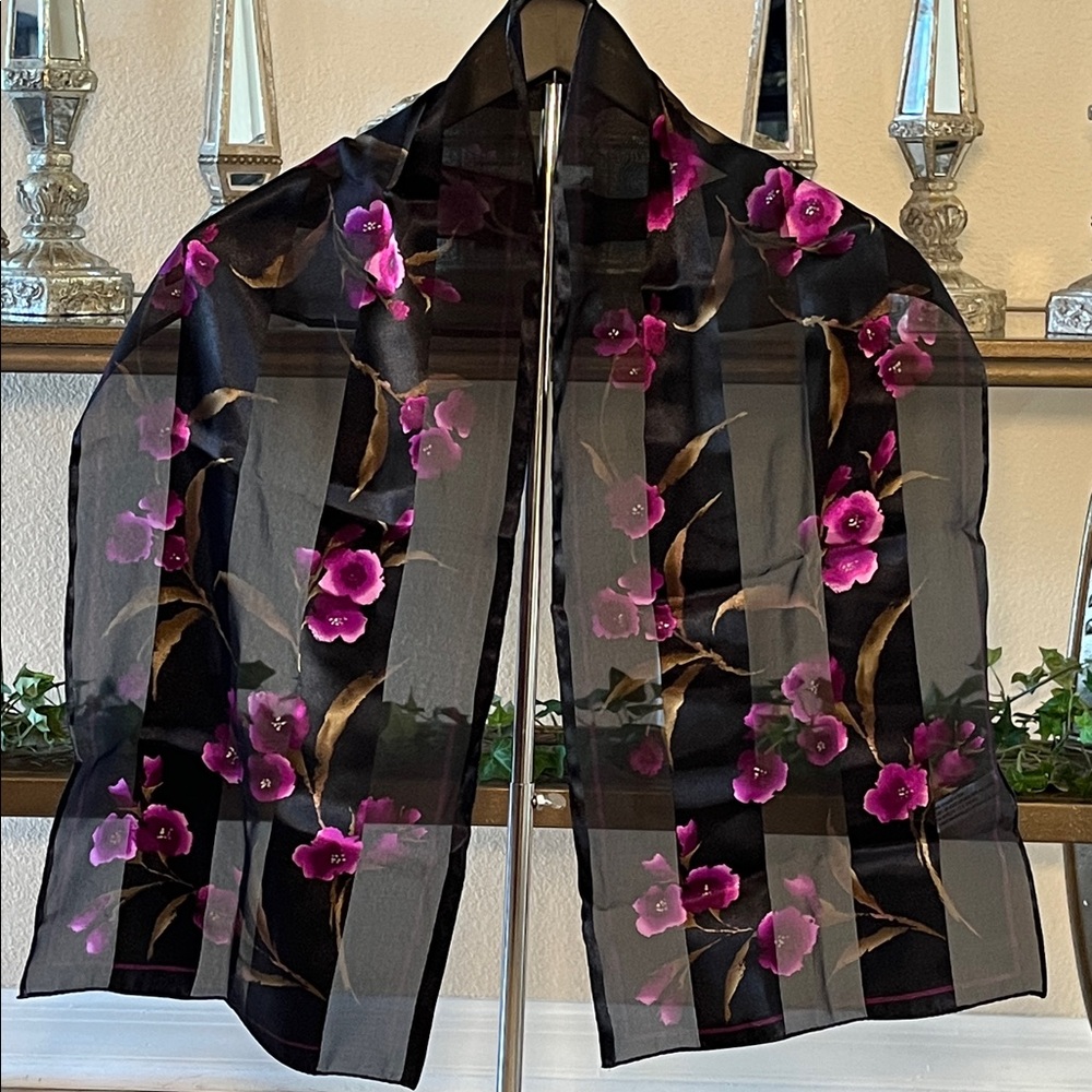 Chic Black Floral Sheer Wrap